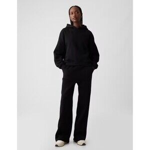 New Gap Sweatpants Small Straight Wide Leg Pull On Vintagesoft Black Seamed NWT